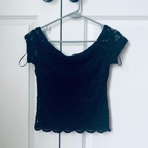 Ambiance. Small. Black lace crop top